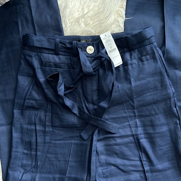 White House Black Market NWT Linen Wide Leg Pants Sz 2 Officer Blue - Picture 6 of 7